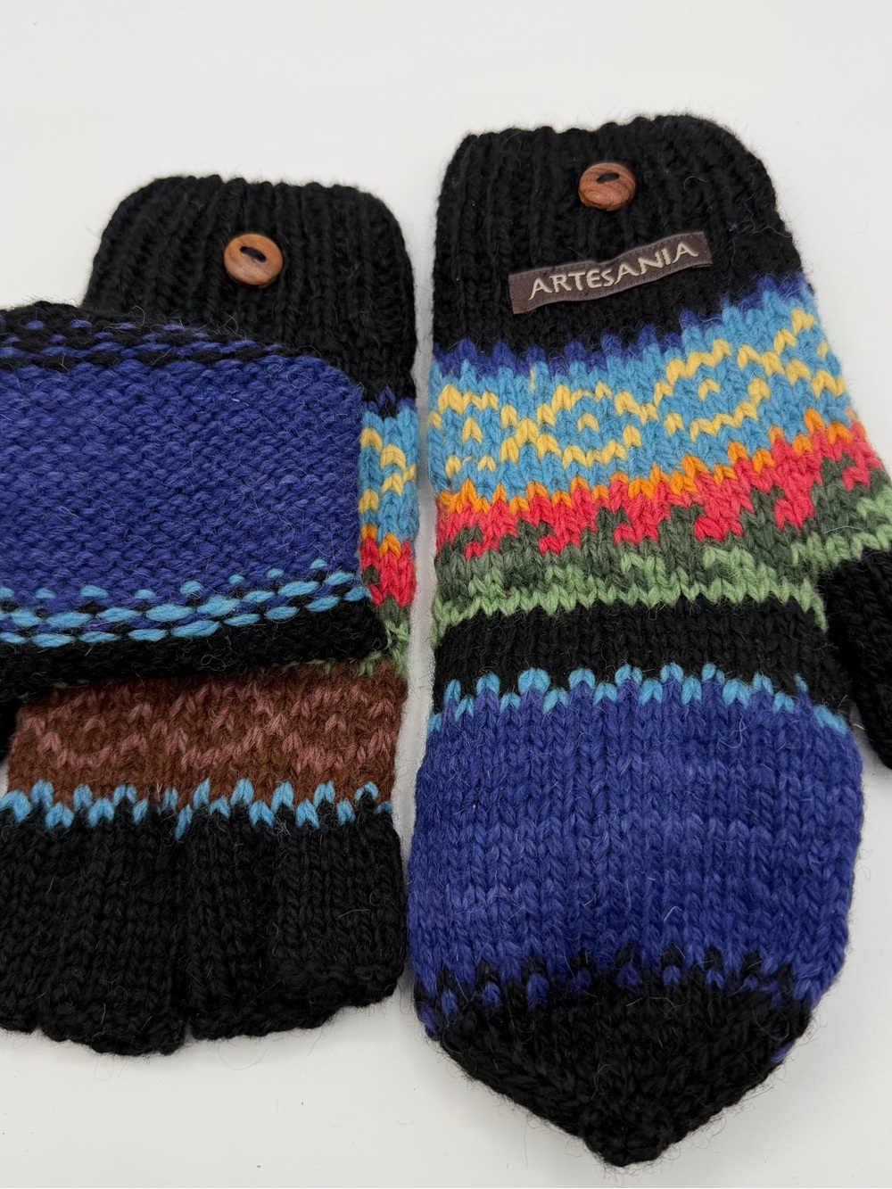 Artesania Alpaca Wool Convertible Flip Mittens Fingerless Gloves Fleece Lined